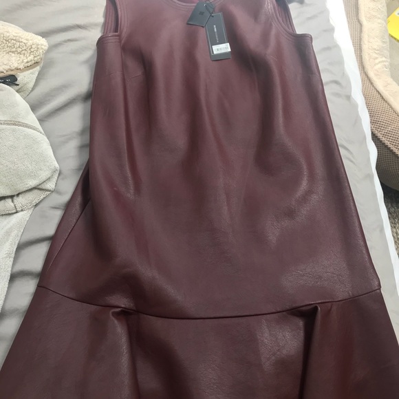 Bcbgmaxazria Sheridan Faux Leather Flounced Dress - Picture 4 of 7